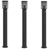 Vidaxl buitenvloerlampen 3 st met sensors 110 cm roestvrijstaal zwart
