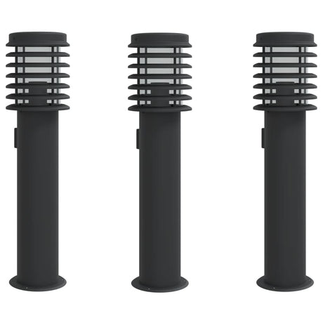 Vidaxl buitenvloerlampen 3 st stopcontact 60 cm roestvrijstaal zwart