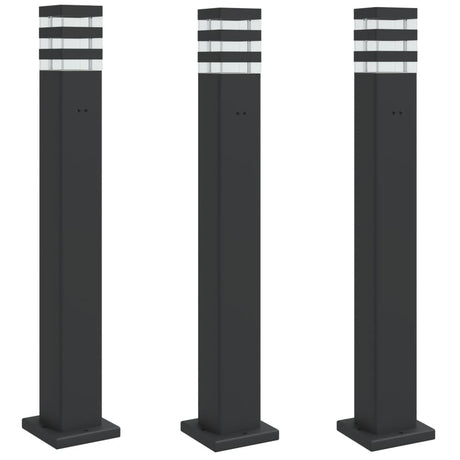 Vidaxl buitenvloerlampen 3 st met stopcontact 80 cm aluminium zwart