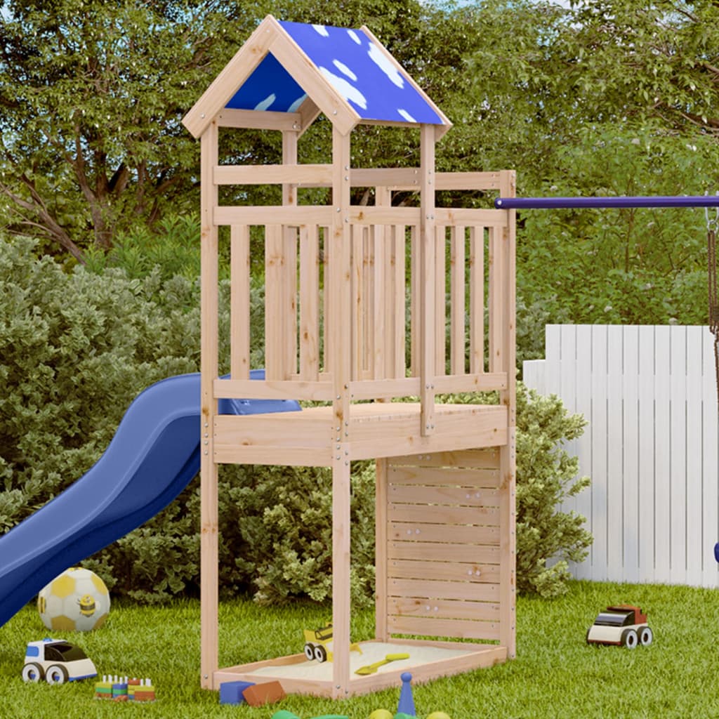 Vidaxl -Spielturm mit Kletterwand 110,5 x 52,5 x 215 cm Festkiefer