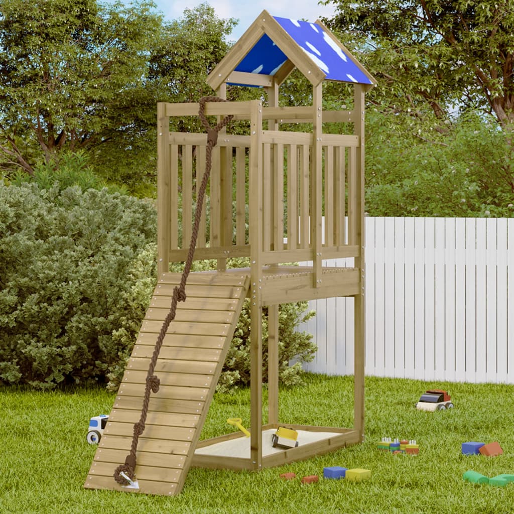 Vidaxl Play Tower 110.5x52.5x215 cm Pine impregnato