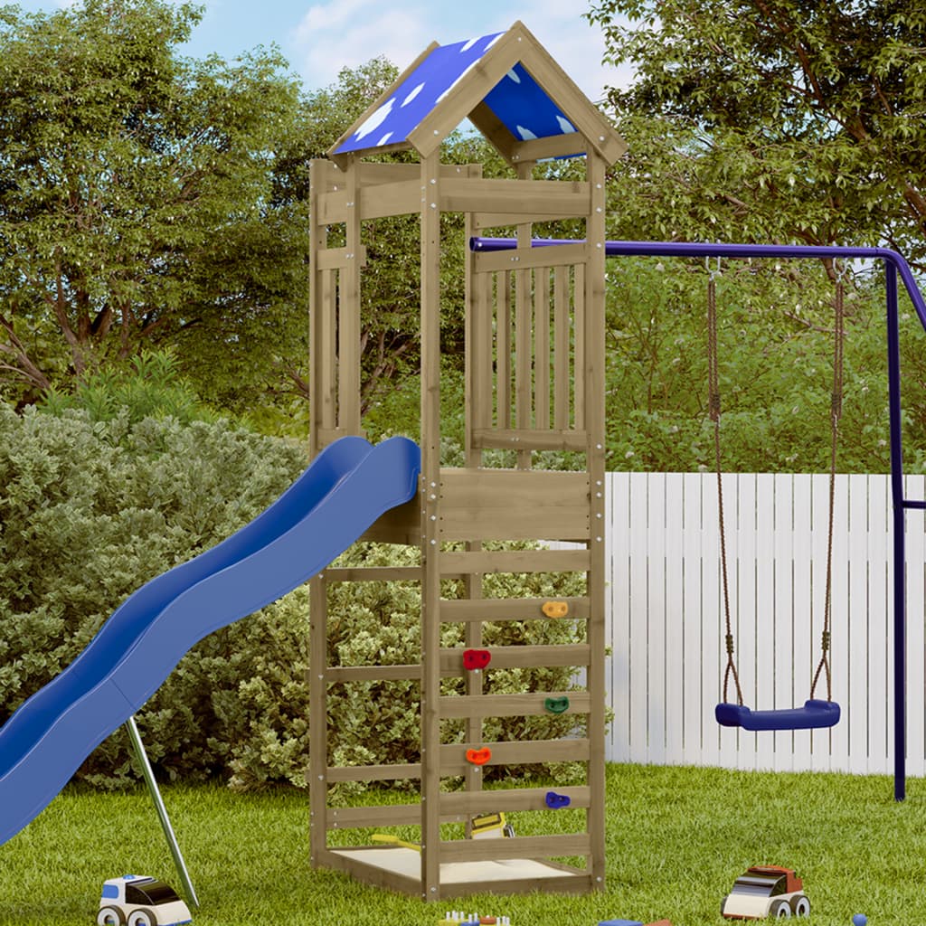 Vidaxl Play Tower avec paroi rocheuse 85x52.5x239 cm Bois imprégné