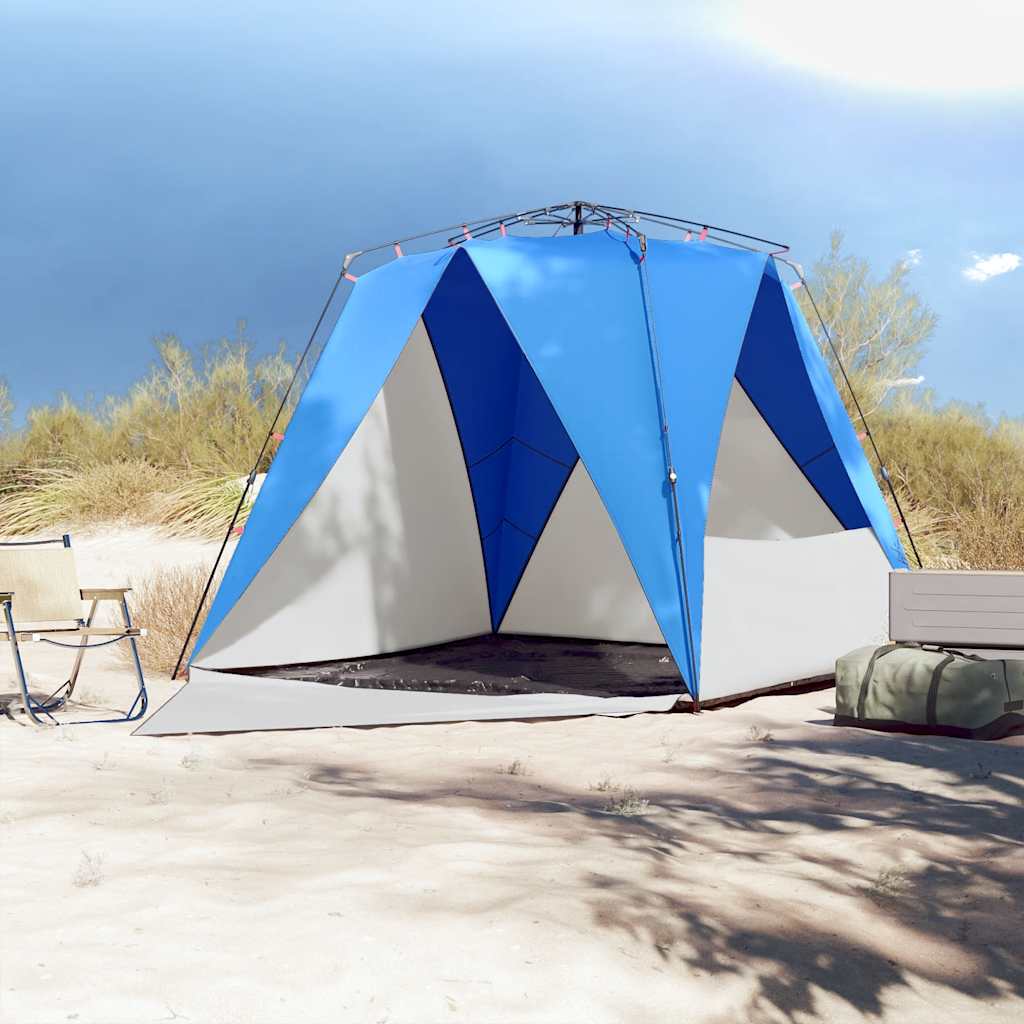 Vidaxl Tenda Beach Tenda per 4 persone impermeabili a rilascio rapido azzurro blu azzurro