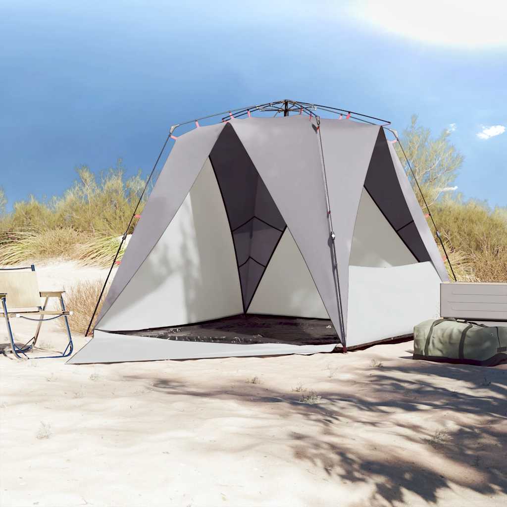 VidaXL beach tent 4-person waterproof fast-release gray