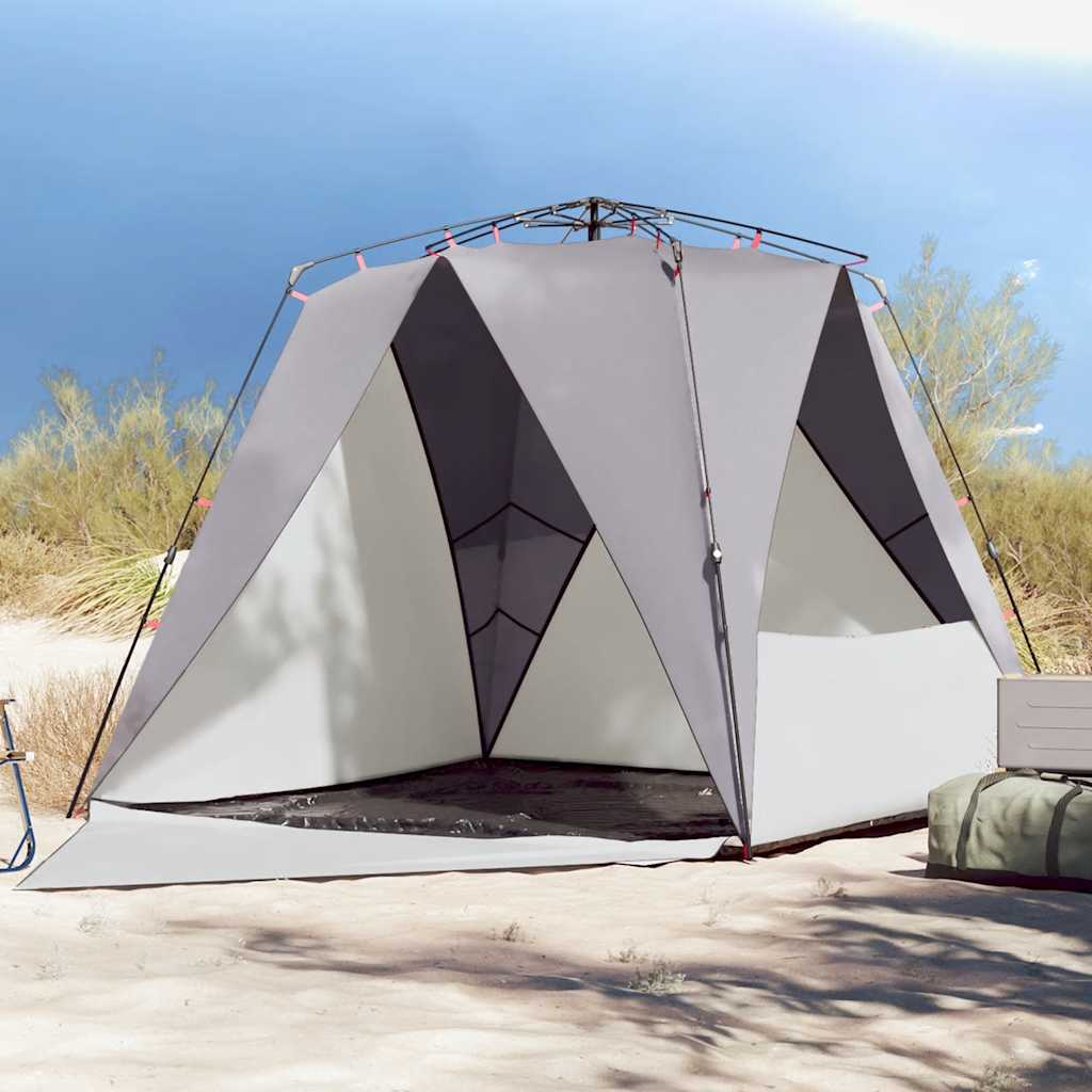 VidaXL beach tent 4-person waterproof fast-release gray