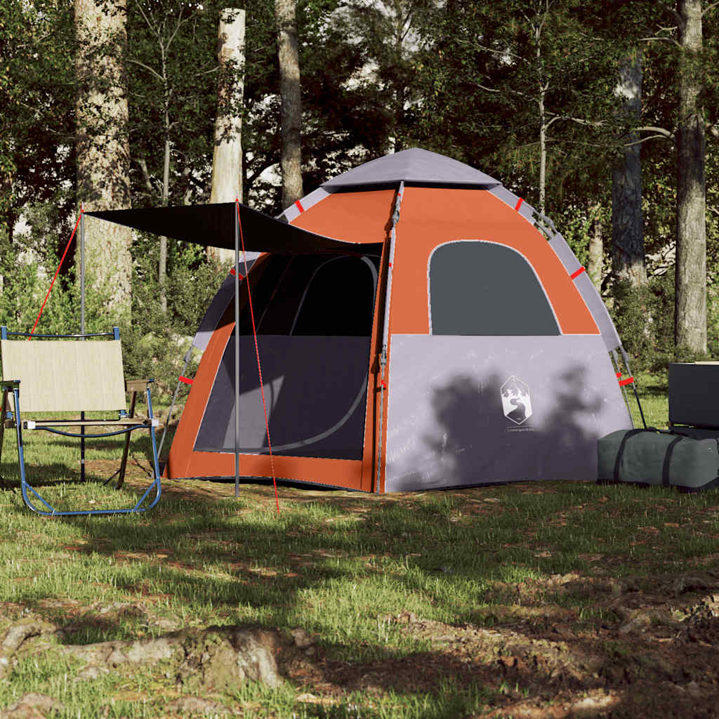 Vidaxl Camping Tent à 4 personnes Fast Fast Grey and Orange