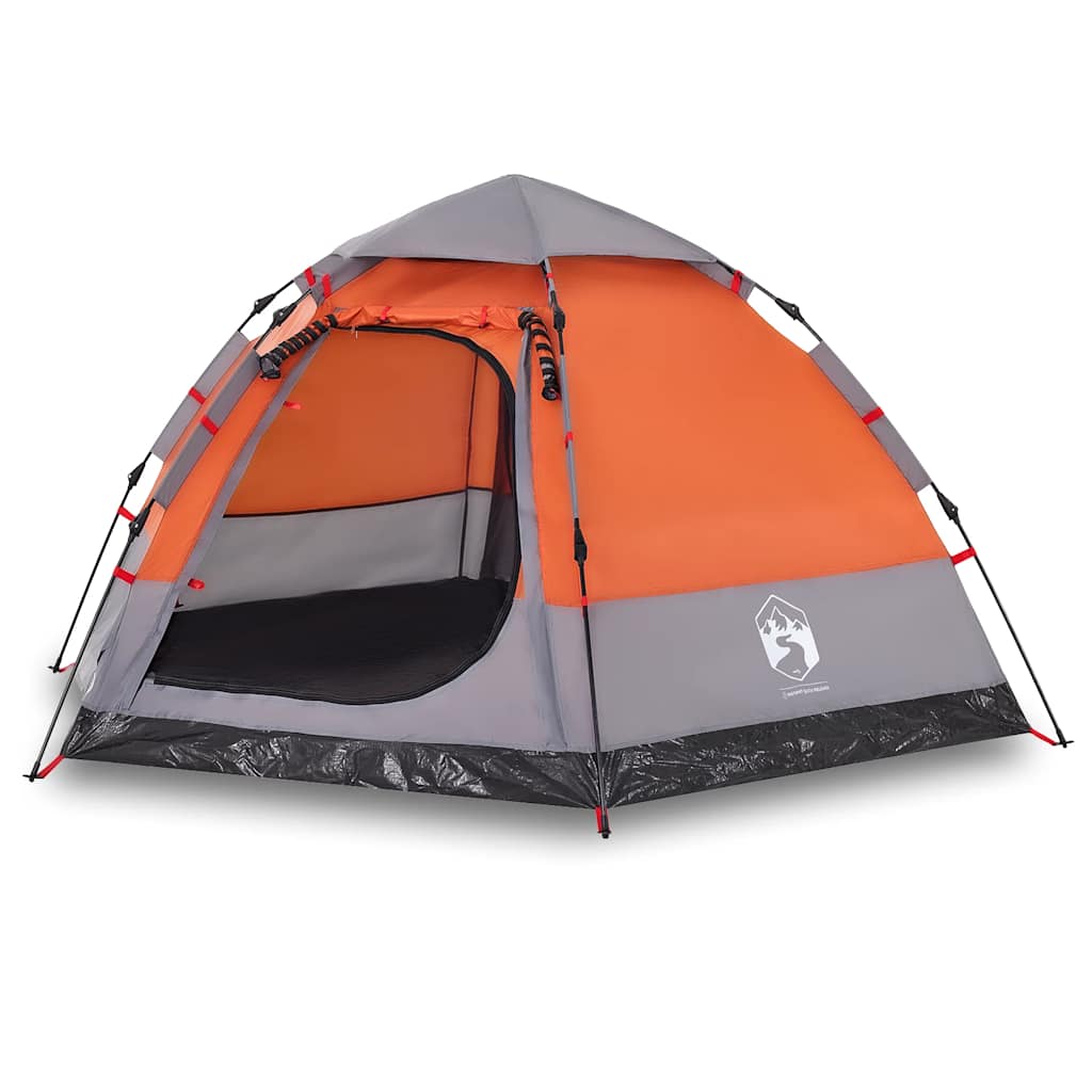 Tenda da campeggio Vidaxl Release veloce di 4 persone grigio e arancione