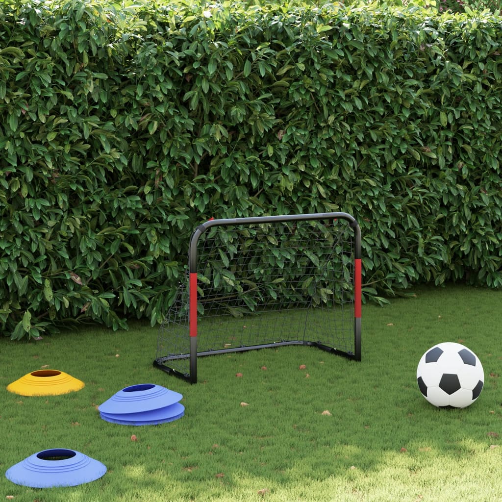 VIDAXL -Fußballtor mit Netto 90x48x71 cm Stahlrot und Schwarz