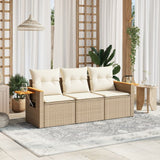 Vidaxl 3-delige loungeset met kussens poly rattan beige