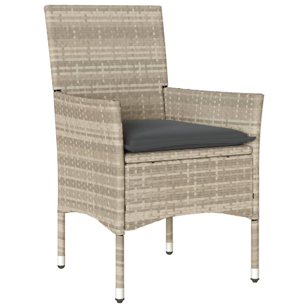 Vidaxl 3-delige tuinset met kussens poly rattan en glas grijs