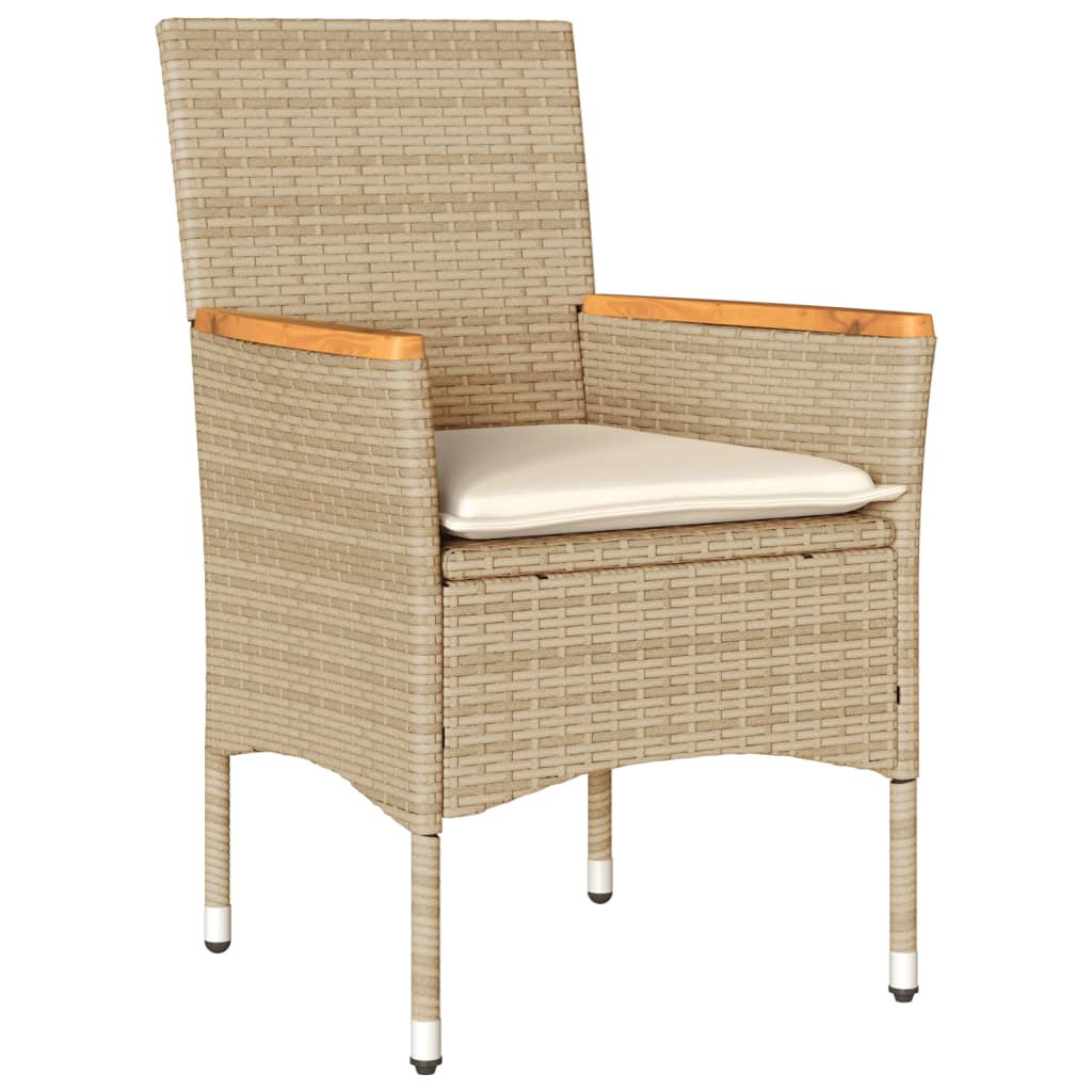 Vidaxl 3-delige tuinset met kussens poly rattan en acaciahout beige