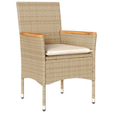 Vidaxl 3-delige tuinset met kussens poly rattan en acaciahout beige