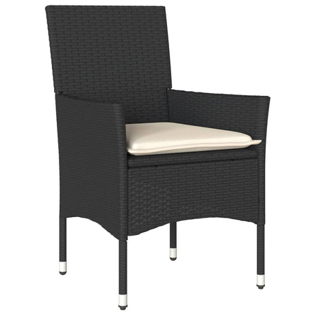 Vidaxl 3-delige tuinset met kussens poly rattan en acaciahout zwart