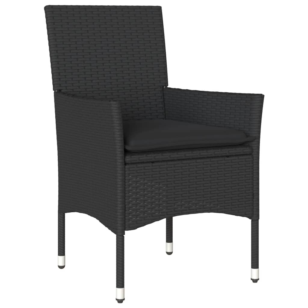 Vidaxl 3-delige tuinset met kussens poly rattan en acaciahout zwart