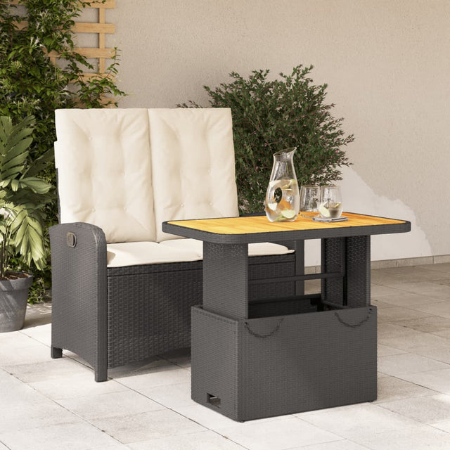 Vidaxl 2-delige tuinset met kussens poly rattan zwart