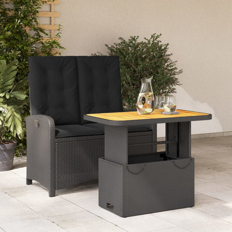 Vidaxl 2-delige tuinset met kussens poly rattan zwart