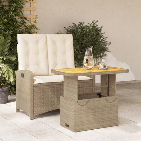Vidaxl 2-delige tuinset met kussens poly rattan beige