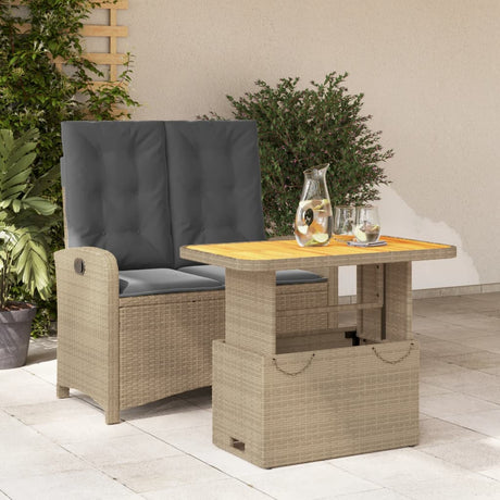 Vidaxl 2-delige tuinset met kussens poly rattan beige