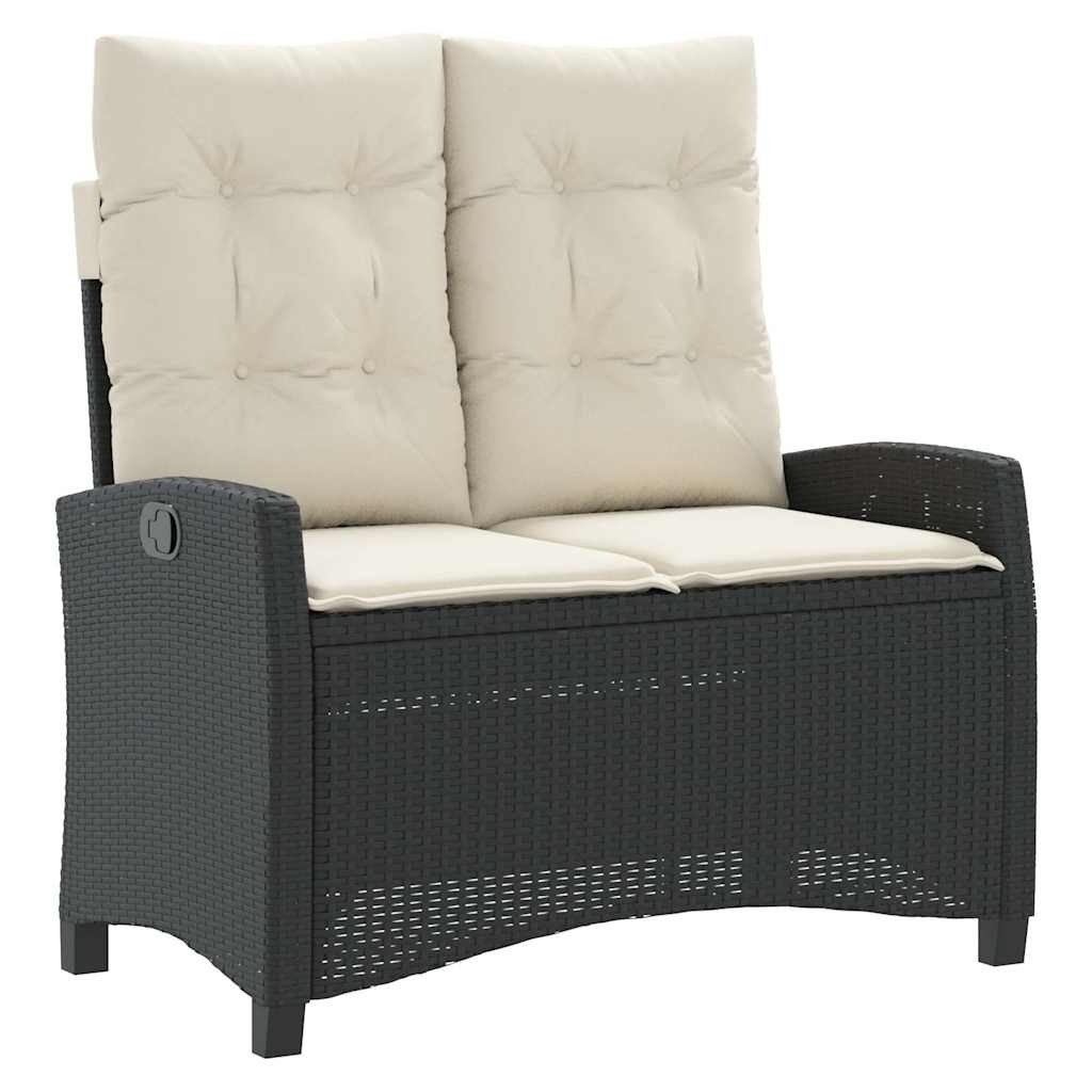 Vidaxl 2-delige tuinset met kussens poly rattan zwart