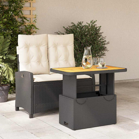 Vidaxl 2-delige tuinset met kussens poly rattan zwart