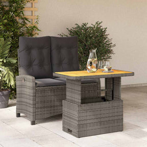 Vidaxl 2-delige tuinset met kussens poly rattan grijs