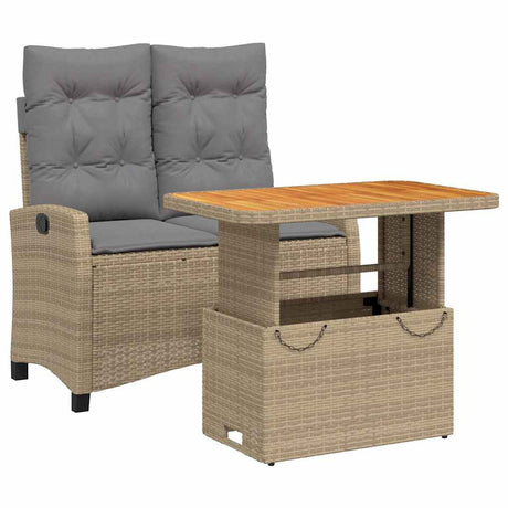 Vidaxl 2-delige tuinset met kussens poly rattan beige