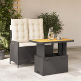 Vidaxl 2-delige tuinset met kussens poly rattan zwart