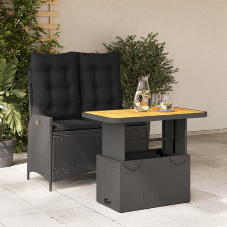 Vidaxl 2-delige tuinset met kussens poly rattan zwart