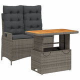 Vidaxl 2-delige tuinset met kussens poly rattan grijs