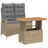 Vidaxl 2-delige tuinset met kussens poly rattan beige