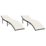 Vidaxl ligbedden 2 st met kussens poly rattan zwart