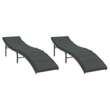 Vidaxl ligbedden 2 st met kussens poly rattan grijs