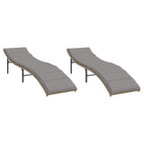 Vidaxl ligstoelen 2 st met kussens poly rattan beige
