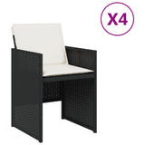 Vidaxl tuinstoelen 4 st met kussens poly rattan zwart
