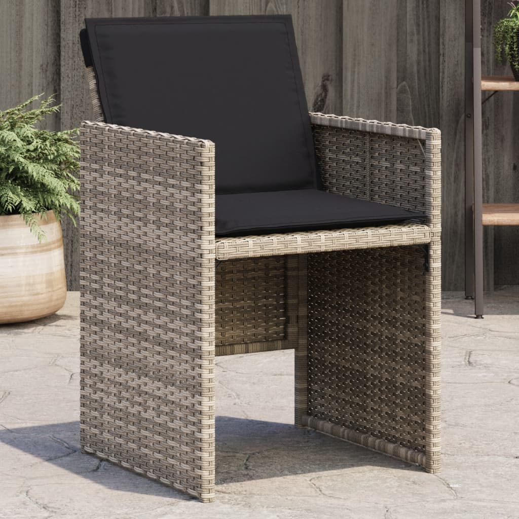 Vidaxl tuinstoelen 4 st met kussens poly rattan lichtgrijs