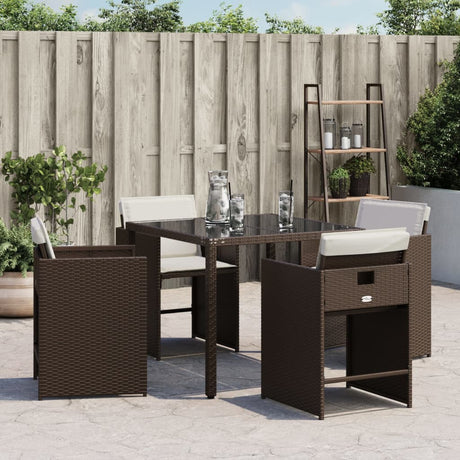 Vidaxl tuinstoelen 4 st met kussens poly rattan bruin