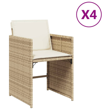 Vidaxl tuinstoelen 4 st met kussens poly rattan beige
