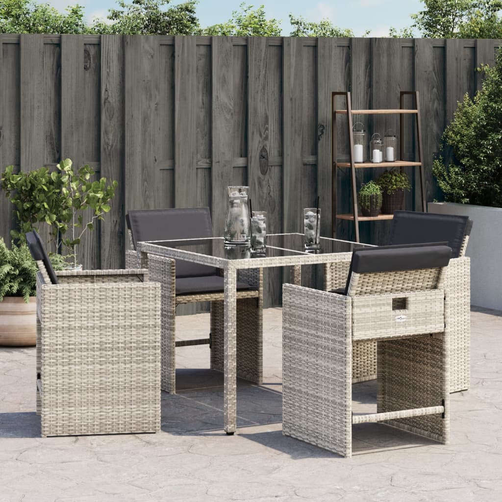 Vidaxl tuinstoelen 4 st met kussens poly rattan lichtgrijs