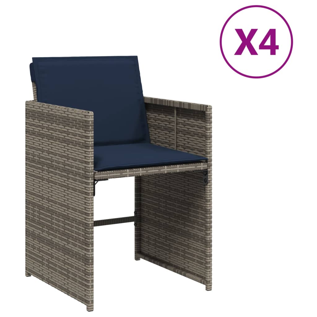 Vidaxl tuinstoelen 4 st met kussens poly rattan grijs