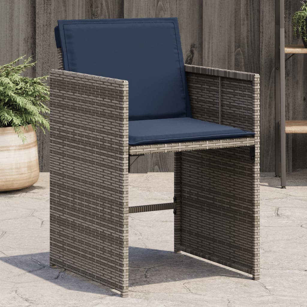 Vidaxl tuinstoelen 4 st met kussens poly rattan grijs