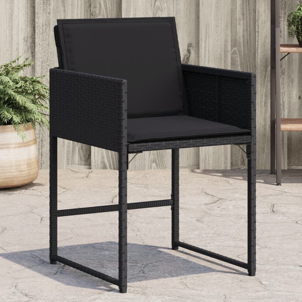 Vidaxl tuinstoelen 4 st met kussens poly rattan zwart