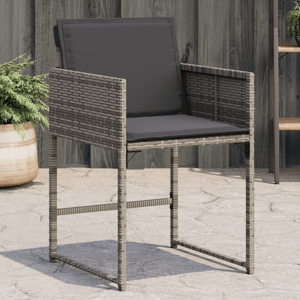 Vidaxl tuinstoelen 4 st met kussens poly rattan grijs