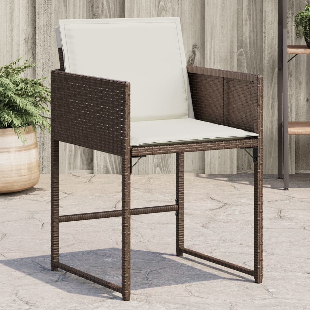 Vidaxl tuinstoelen 4 st met kussens poly rattan bruin