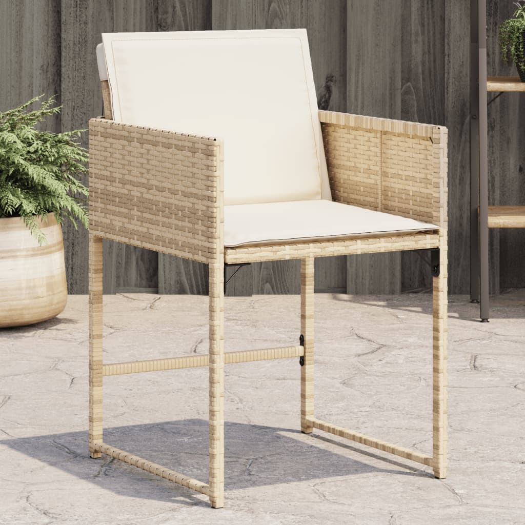 Vidaxl tuinstoelen 4 st met kussens poly rattan beige