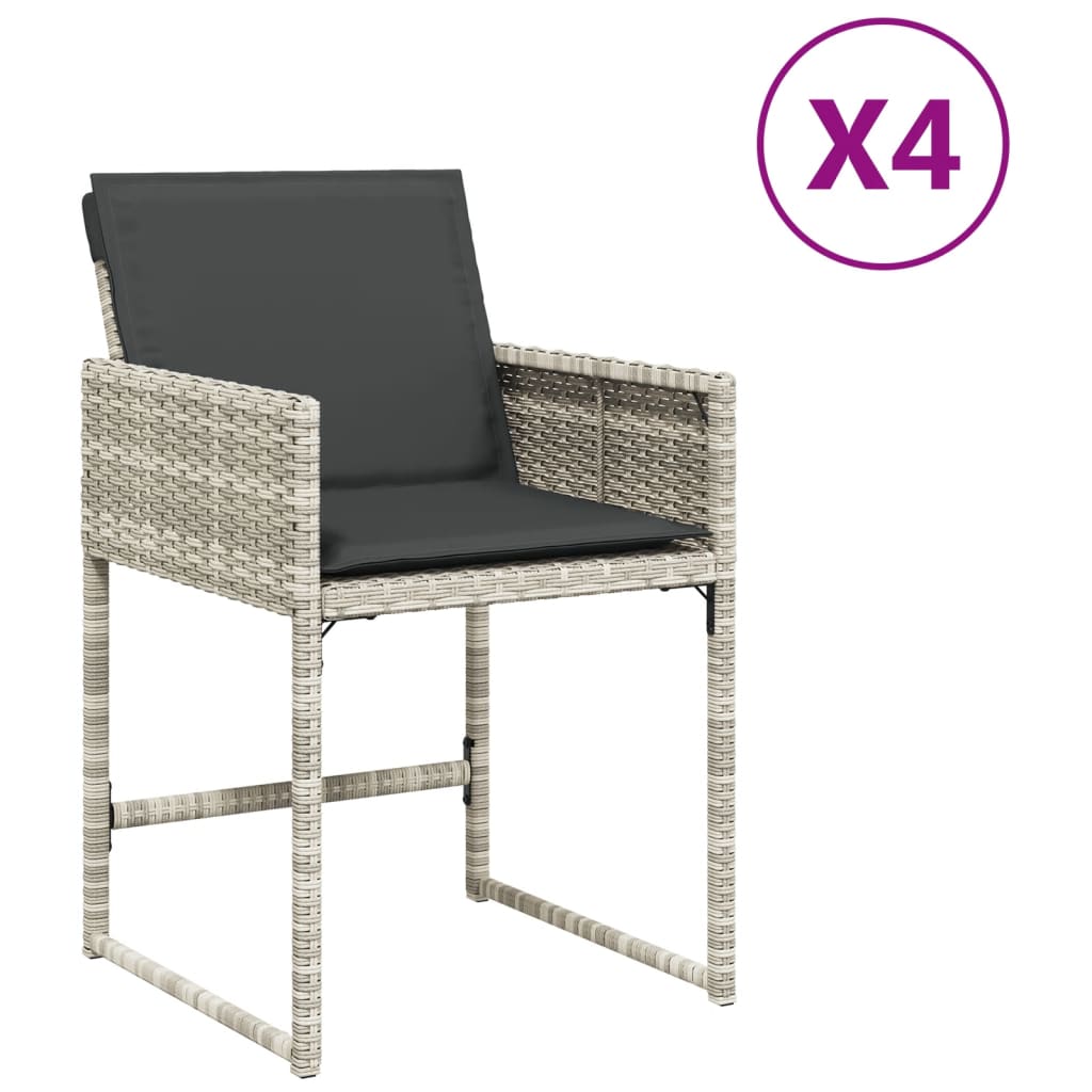 Vidaxl tuinstoelen 4 st met kussens poly rattan lichtgrijs