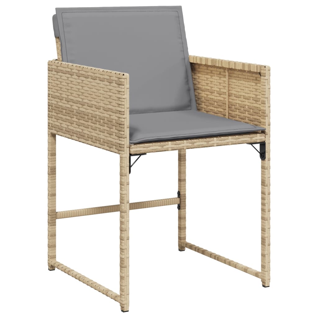 Vidaxl tuinstoelen 4 st met kussens poly rattan gemengd beige