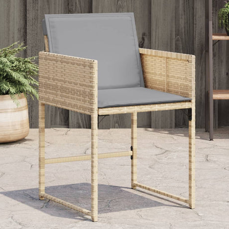 Vidaxl tuinstoelen 4 st met kussens poly rattan gemengd beige