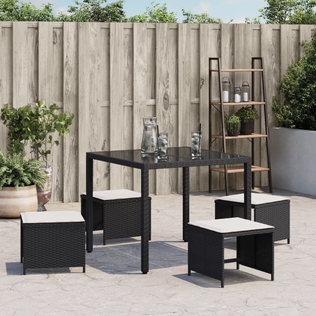 Vidaxl tuinkrukken 4 st met kussens 40x40x35 cm poly rattan zwart