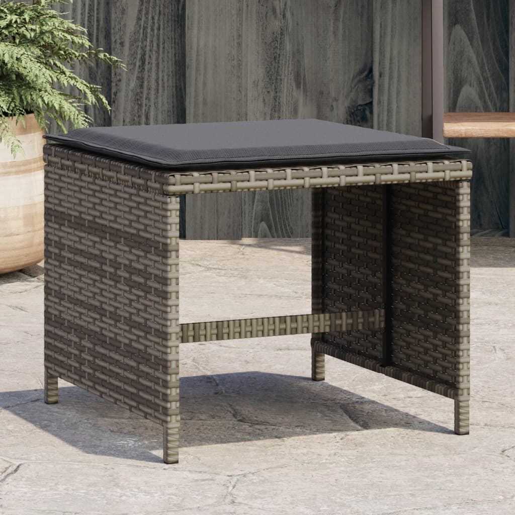 Vidaxl tuinkrukken 4 st met kussens 40x40x35 cm poly rattan grijs