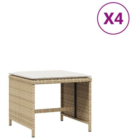 Vidaxl tuinkrukken 4 st met kussens 40x40x35 cm poly rattan beige